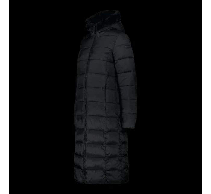 Dámský zimní dlouhý kabát CMP zateplená bunda s kapucí černá (34K0046F/U901)