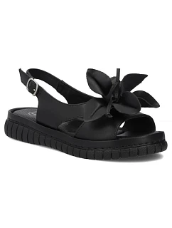 Dámské kožené sandály na platformě černé model 22158398 - FILIPPO