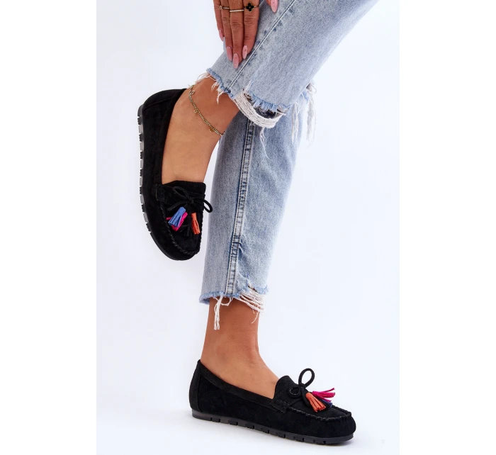 Semišové Mokasíny S Mašlí A Černá model 21623144 - Boto Semišové Mokasíny S Mašlí A Černá model 21623144 - Boto