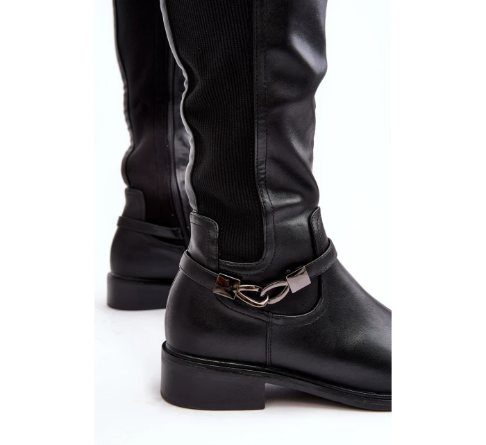 Dámské zateplené koleno vysoké boty SBarski HY07-329 Černé Dámské zateplené koleno vysoké boty SBarski HY07-329 Černé