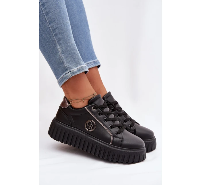 Dámské tenisky na platformě s ozdobným detailem černé Iselora