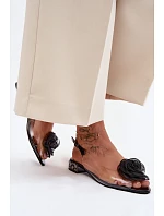 Dámské průhledné sandály s růží D&A MR61-9003 Černé