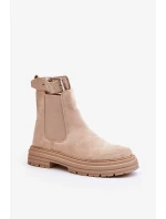 Semišové boty Chelsea na masivní podrážce, světle béžové Ozaro Semišové boty Chelsea na masivní podrážce, světle béžové Ozaro