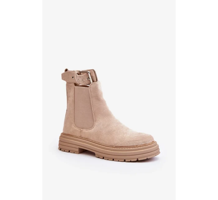 Semišové boty Chelsea na masivní podrážce, světle béžové Ozaro Semišové boty Chelsea na masivní podrážce, světle béžové Ozaro