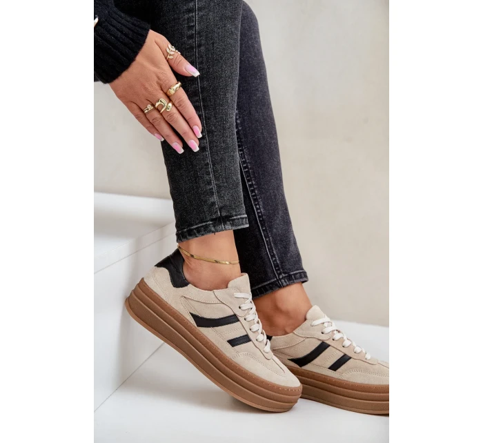 Zazoo N1176 Semišové Tenisky Na Platformě Béžové Zazoo N1176 Semišové Tenisky Na Platformě Béžové