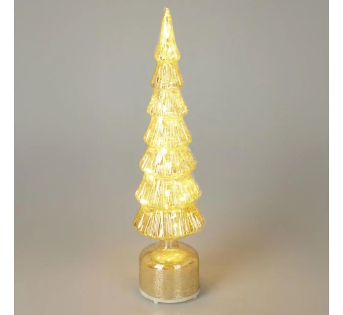 VÁNOČNÍ STROMEK DEKORATIVNÍ ZLATÝ VEDL 7 KORUN TEPLÁ BÍLÁ 40CM