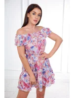 Květinové šaty s odhalenými rameny tmavě růžové Květinové šaty s odhalenými rameny tmavě růžové