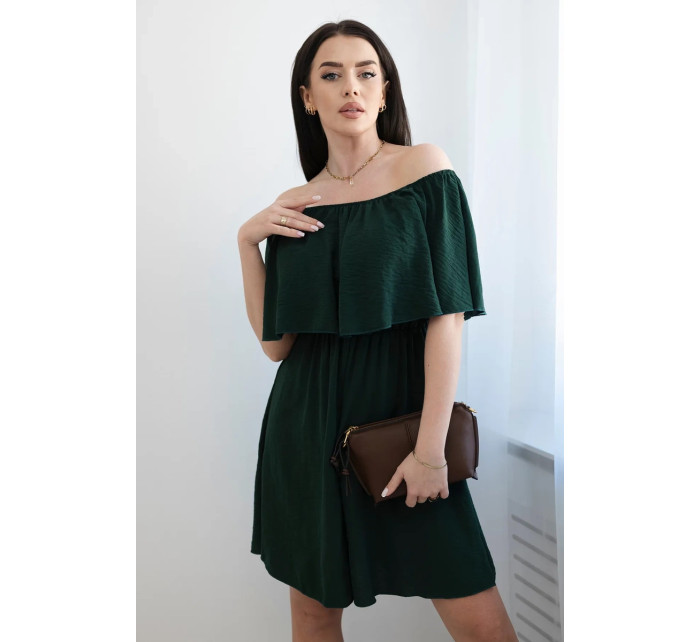 Španělské šaty s pasem tmavě zelená
