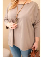 Dámská bavlněná blůza Plus Size asymetrická s náhrdelníkem fango