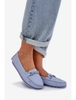 Ploché Kožené Mokasiny S Ozdobou S.Barski LR51-547 Modré