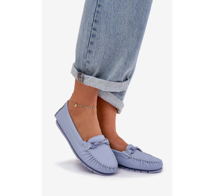 Ploché Kožené Mokasiny S Ozdobou S.Barski LR51-547 Modré