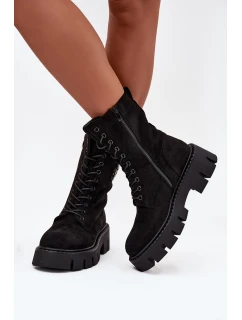 Zateplené workery dámské s ozdobou černé Melisse