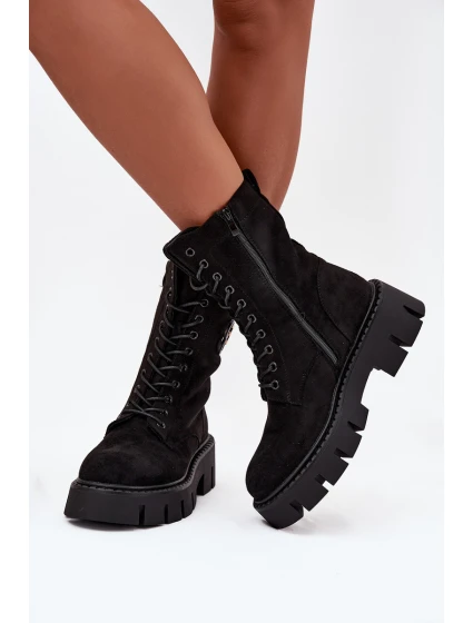 Zateplené workery dámské s ozdobou černé Melisse