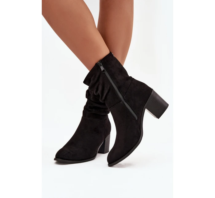 Dámské kotníkové boty s mašlí na podpatku model 21713495 černé - S.Barski