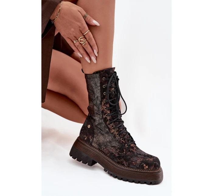 Dámské Kožené Workery Work Shoes  Zlato model 21725128 - Maciejka