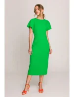 S398 Tužkové šaty s rozparkem na boku - zelené S398 Tužkové šaty s rozparkem na boku - zelené