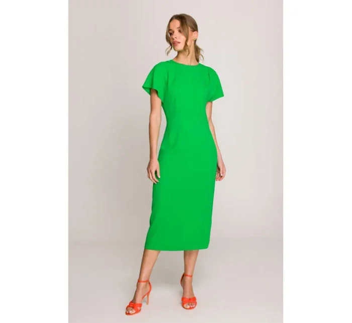 S398 Tužkové šaty s rozparkem na boku - zelené S398 Tužkové šaty s rozparkem na boku - zelené