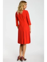 M336 Šaty se spadlým pasem a záhyby - červené