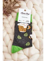 Pánské vzorované ponožky Beer Grey and Green Pánské vzorované ponožky Beer Grey and Green