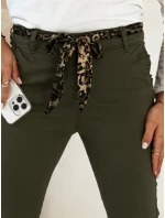 Dámské džínové kalhoty CHARMYOU s páskem olivové FashionStreet UY2270