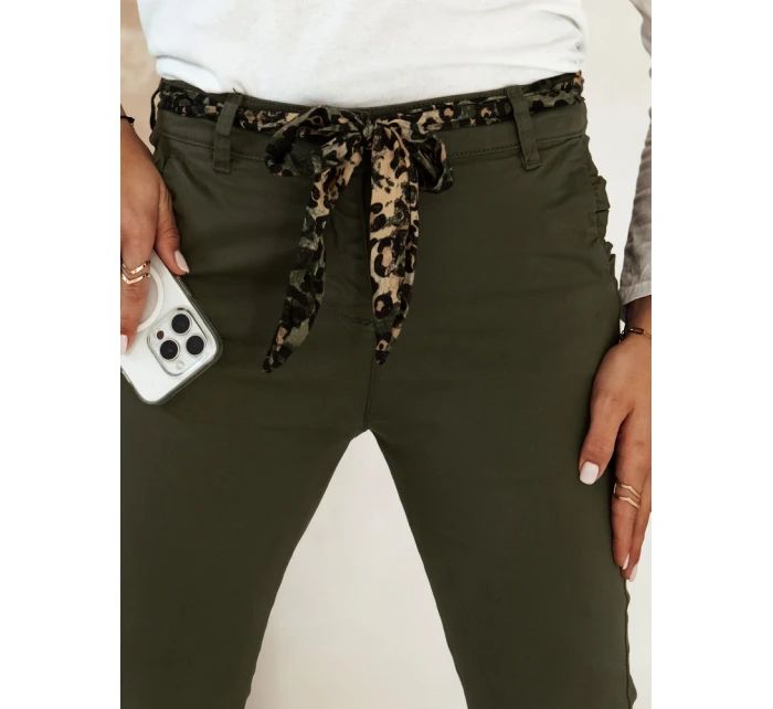 Dámské džínové kalhoty CHARMYOU s páskem olivové FashionStreet UY2270