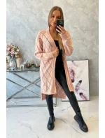 Svetr s geometrickým vzorem pudrově růžový