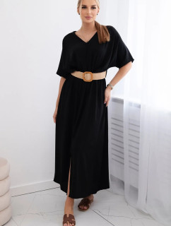 Rozšířené šaty s páskem černý