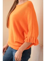 Dámský svetr typu model 21949258 s kulatým výstřihem oranžový - K-Fashion