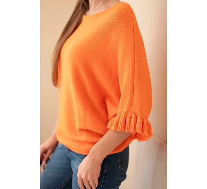 Dámský svetr typu model 21949258 s kulatým výstřihem oranžový - K-Fashion