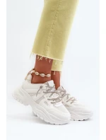 Dámské tenisky na masivní podrážce s ozdobným šněrováním Bílé Relissa Dámské tenisky na masivní podrážce s ozdobným šněrováním Bílé Relissa