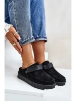 Dámské pantofle zateplené kožíškem na platformě černé model 21671344 - Boto