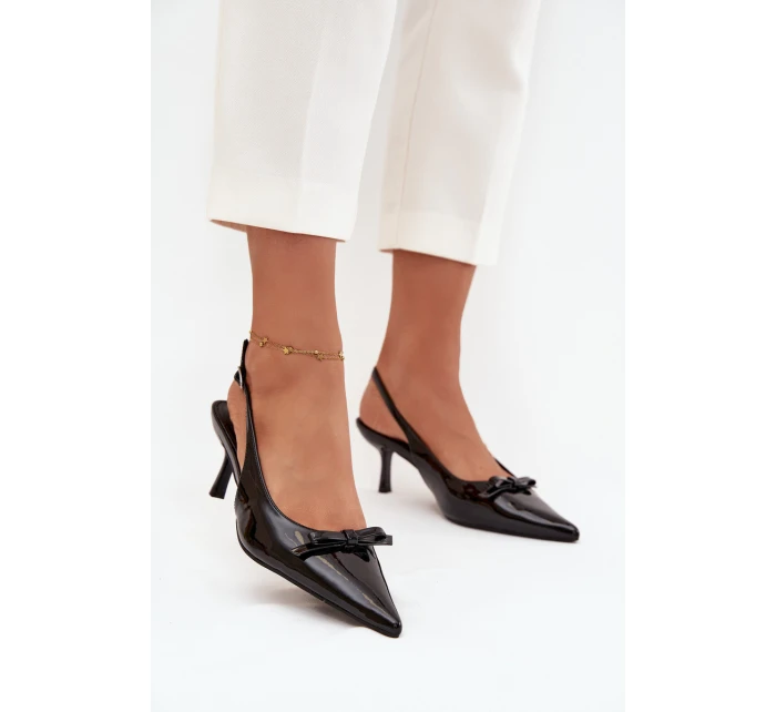 Lakované lodičky na s mašlí Černé model 21709656 - Boto