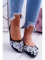 Kožené Baleríny S Ozdobnými model 21511193 Černé Crystal - Boto