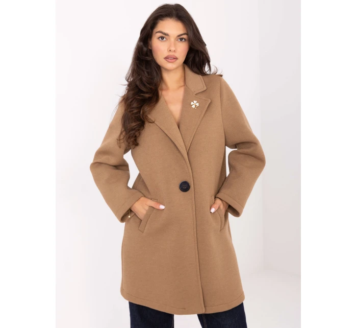 Płaszcz IT PL model 21393030 camelowy - FPrice Płaszcz IT PL model 21393030 camelowy - FPrice