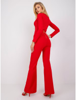 Červené elegantní kalhoty se záhyby Salerno