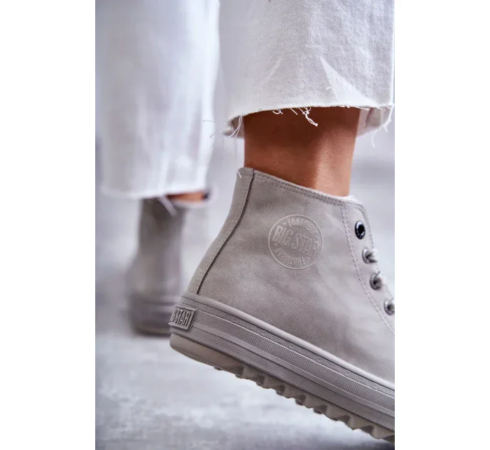 Dámské Tenisky Big Star Vysoké Zateplené Šedé GG274070 Dámské Tenisky Big Star Vysoké Zateplené Šedé GG274070