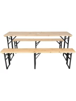 PIKNIKOVÝ BAROVÝ SET DŘEVĚNÝ STŮL A 2 LAVICE