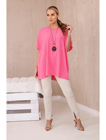 Oversized halenka s přívěskem světle růžová Oversized halenka s přívěskem světle růžová