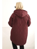 Dámská bunda Plus Size prošívaná s kapucí a nápisem model 21393386 švestková - K-Fashion