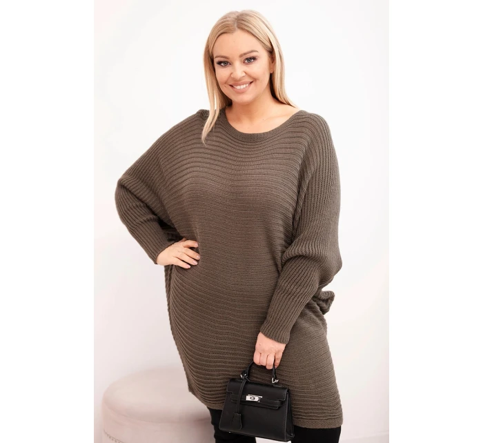 Dámský svetr Plus Size s mohair pončo mocca