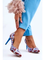 Módní kožené boty Lewski na vysokém podpatku model 21615964 Modrá červená - Boto