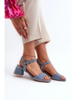 Dámské Sandály Na Podpatku Z Ekokože Modré Leisha