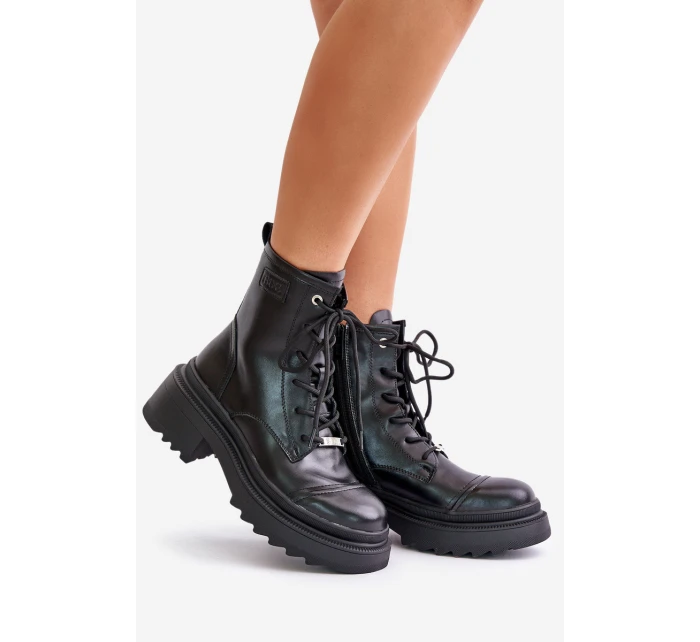 Dámské Zateplené Kožené Boty Černé model 21673867 - Goe Dámské Zateplené Kožené Boty Černé model 21673867 - Goe