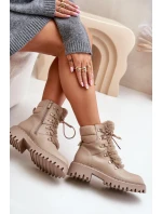 Zateplené botky traperky na zip z eko kůže béžové Willatta Zateplené botky traperky na zip z eko kůže béžové Willatta