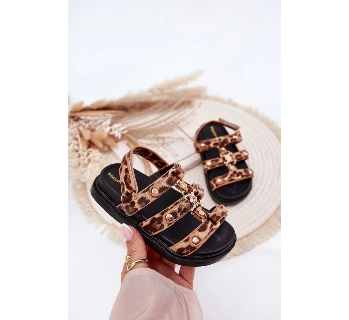 Dívčí sandály se zlatým detailem leopard Lunessa Dívčí sandály se zlatým detailem leopard Lunessa