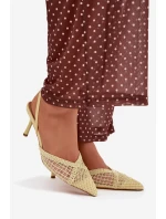 Sandály z pleteniny na podpatku žluté model 21919230 - Boto