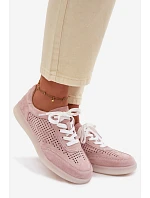 Kožené semišové dámské tenisky s Růžové model 22100237 - Boto Kožené semišové dámské tenisky s Růžové model 22100237 - Boto