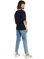 B079 Halenka nadměrné velikosti se zavinovacími detaily - černá B079 Halenka nadměrné velikosti se zavinovacími detaily - černá