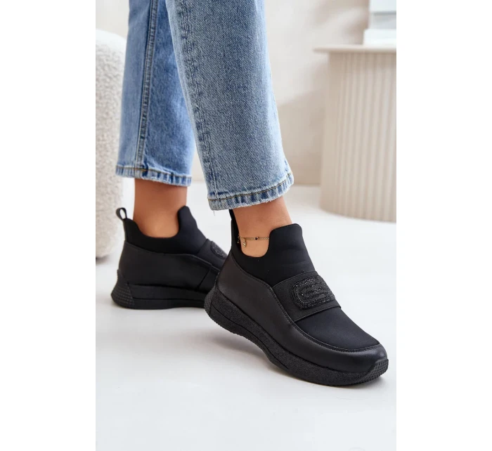 Sportovní boty na platformě kožené černé Artiker Sportovní boty na platformě kožené černé Artiker