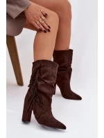 Zateplené dámské kotníkové boty na sloupkovém podpatku Darlina – čokoládové Zateplené dámské kotníkové boty na sloupkovém podpatku Darlina – čokoládové